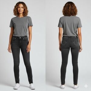 True Religion Jennie Curvy Mid Rise Skinny Jeans Womens Size 32 Black Denim